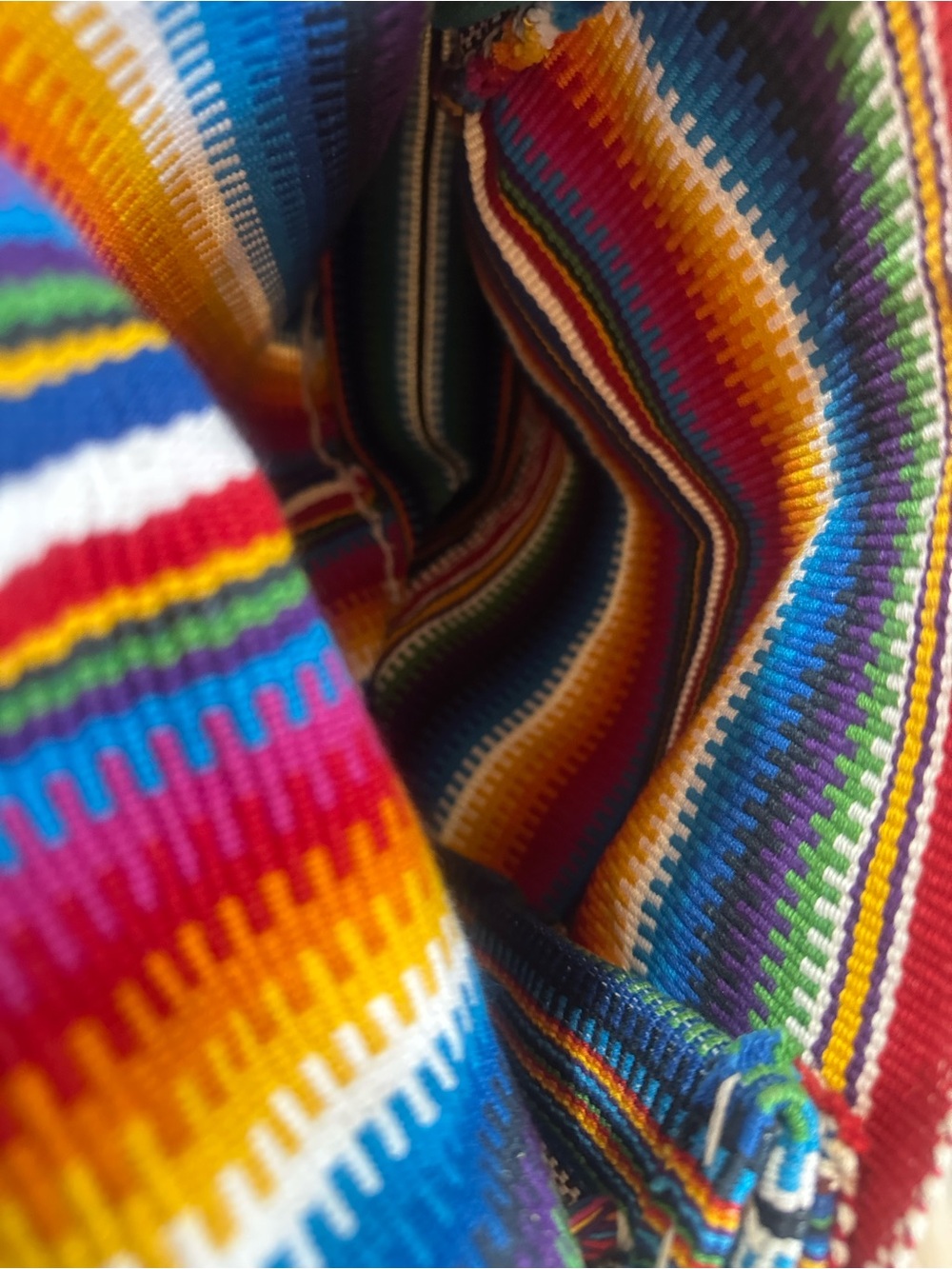 Two Authentic Handmade Paraguayan Woven Tote Bags from Asunción Colorful Tassel - Picture 6 of 12